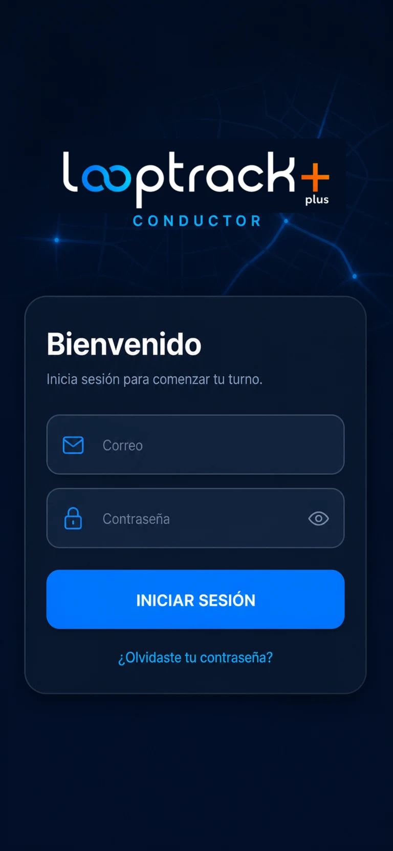 Inicio de sesión de la aplicación Looptrack Plus